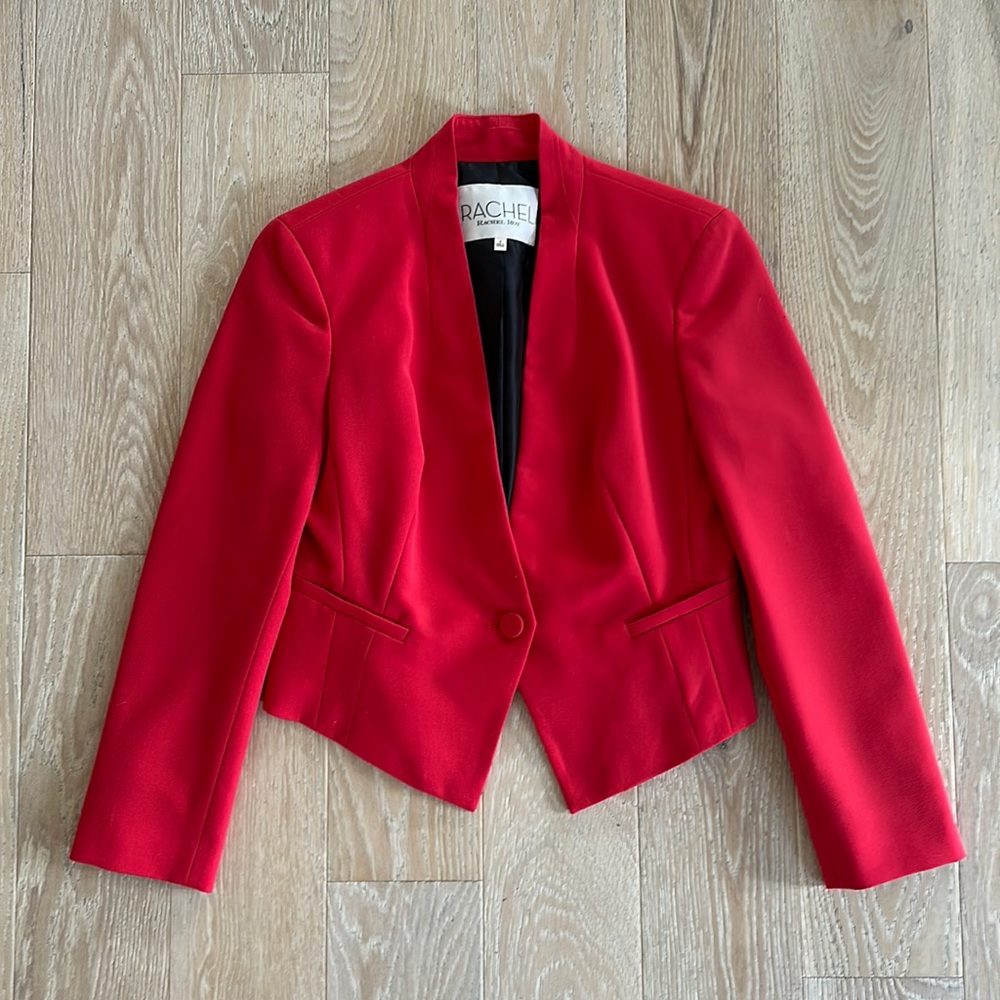 RACHEL Rachel Roy Vibrant Red Single-Button Tailored Blazer